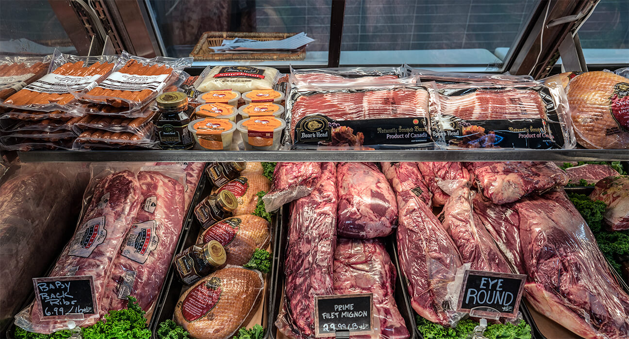 Basil & Prime Meat Department - Eye Round, Filets, Bacon, Ribs
